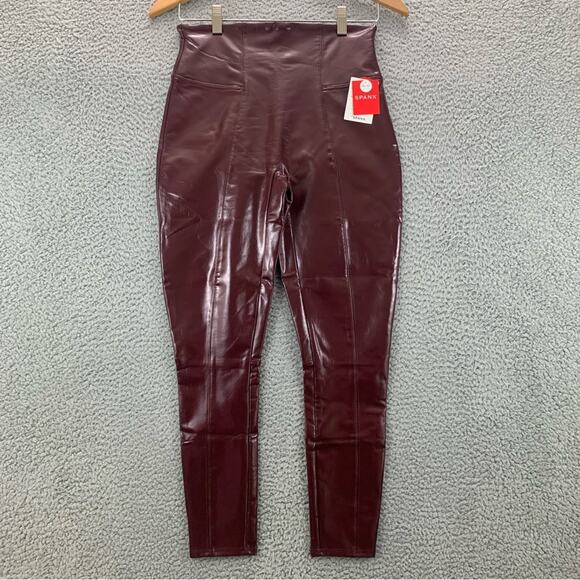SPANX Pants - Spanx Women's Faux Patent Leather Ankle Length Leggings  -  Size:  M (Petite)